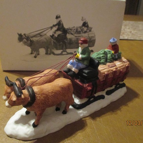 Dept 56 Heritage Village Collection Ox Sled 5951-0 Retired in Original Box - Picture 2 of 6